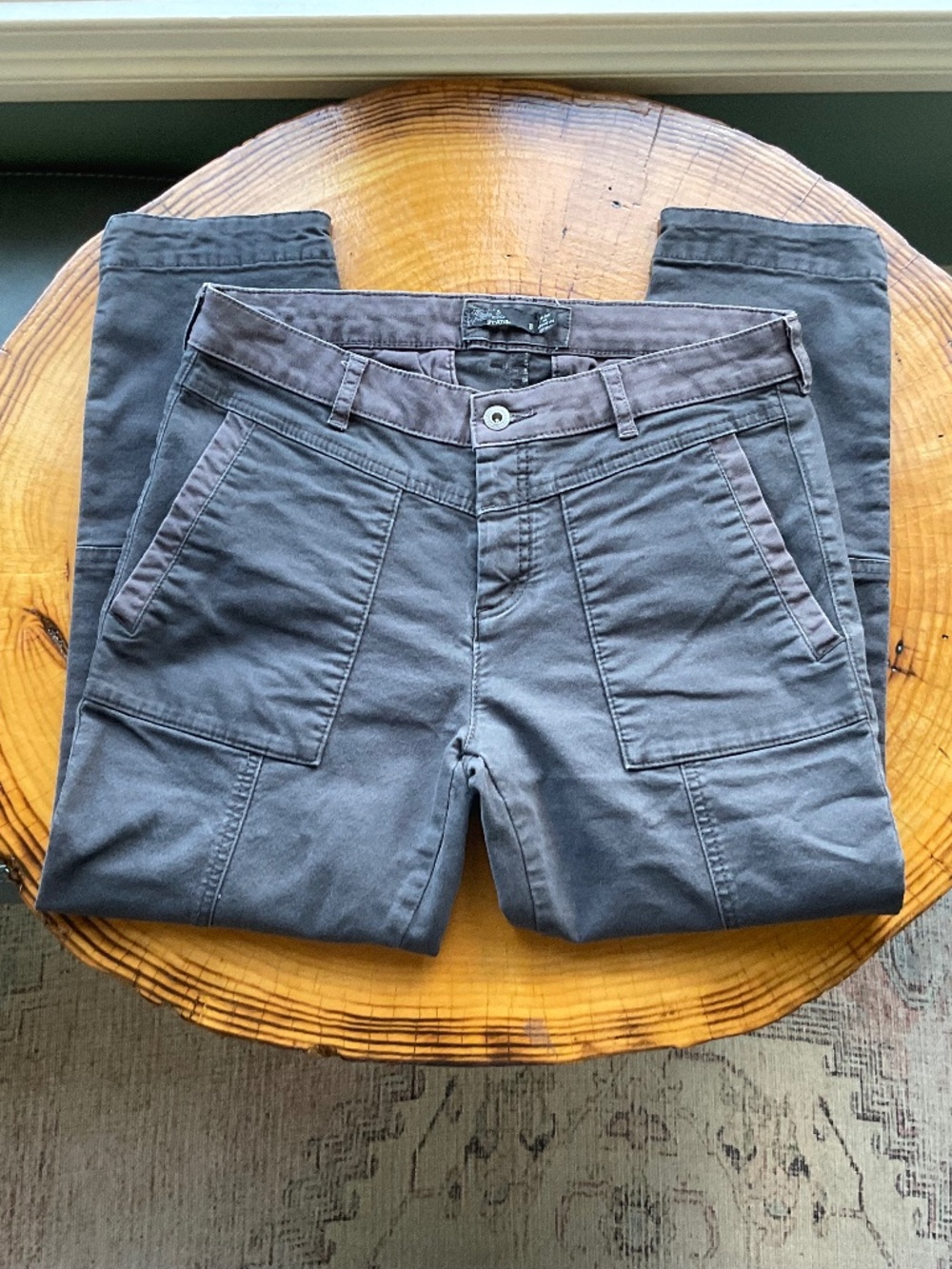 PRANA Kittle Crop Stretch Organic Cotton Snap Fly Jeans Utility Pants
